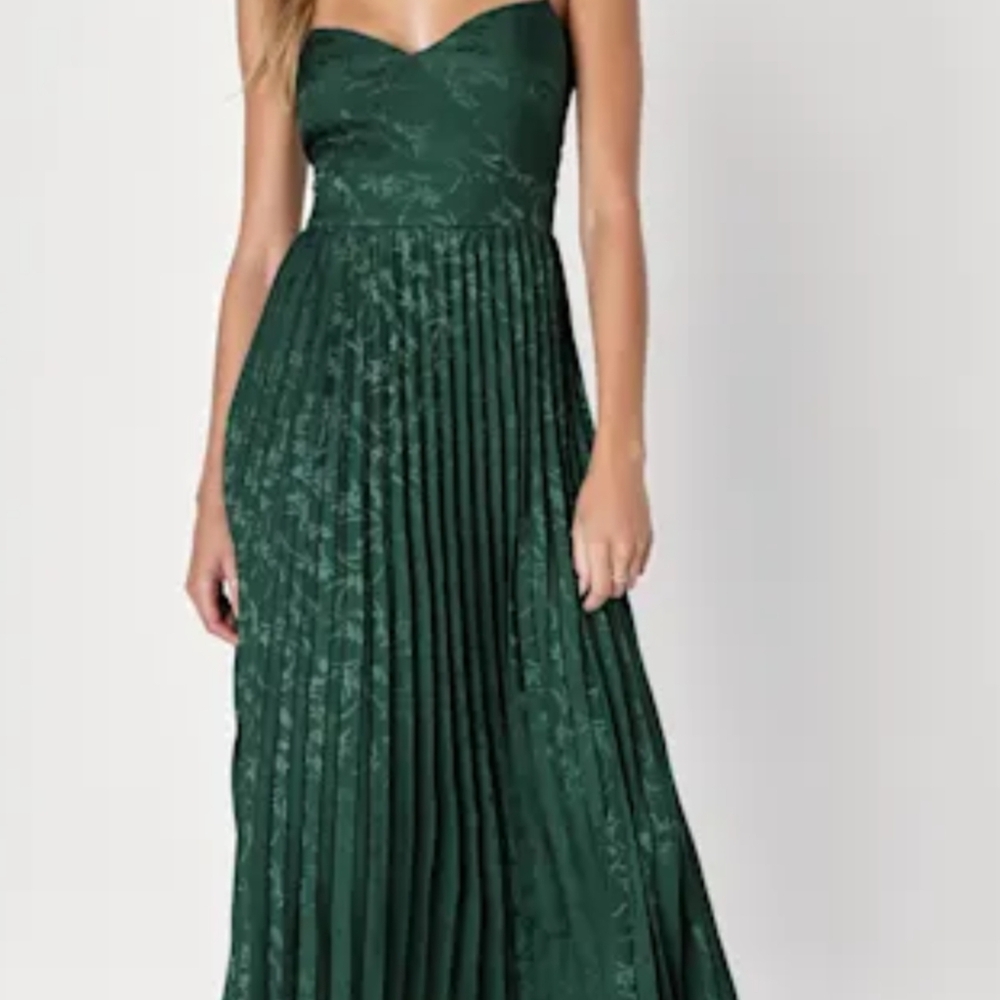 Lulu's Forest Green Floral Maxi Dress